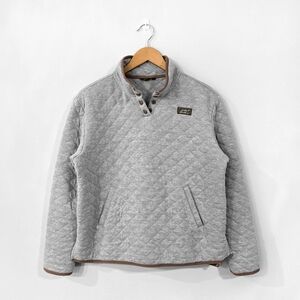 EDDIE BAUER Grey Quilted Snap Mock Neck Pullover Sweater